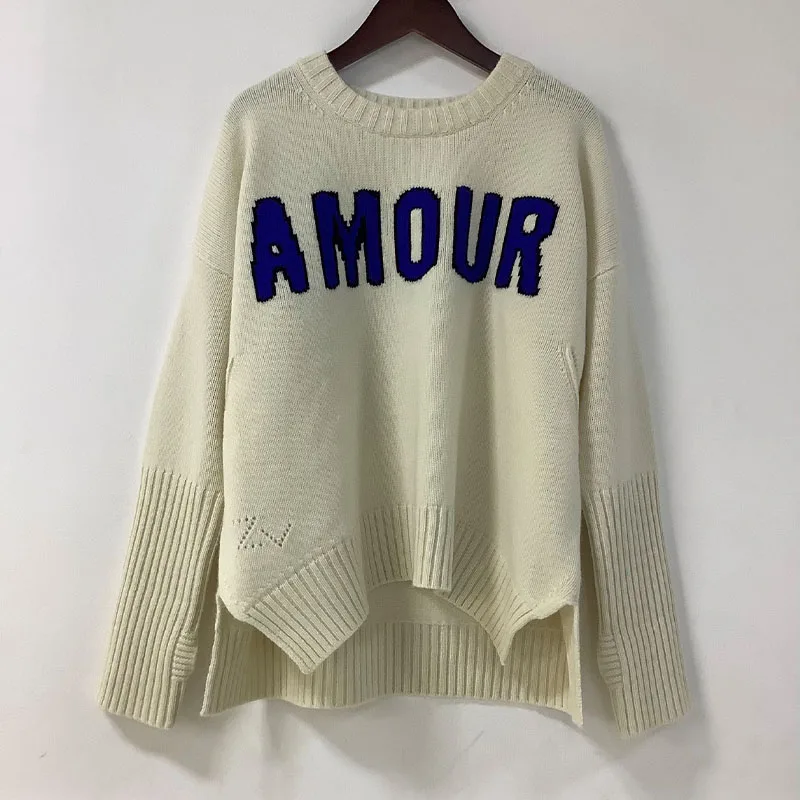 Zadig Vintage Sweater Top Women Khaki Cashmere Jumper Female Fashion Skull Floral Embroidery Pullovers Tops Crew Neck Sweaters