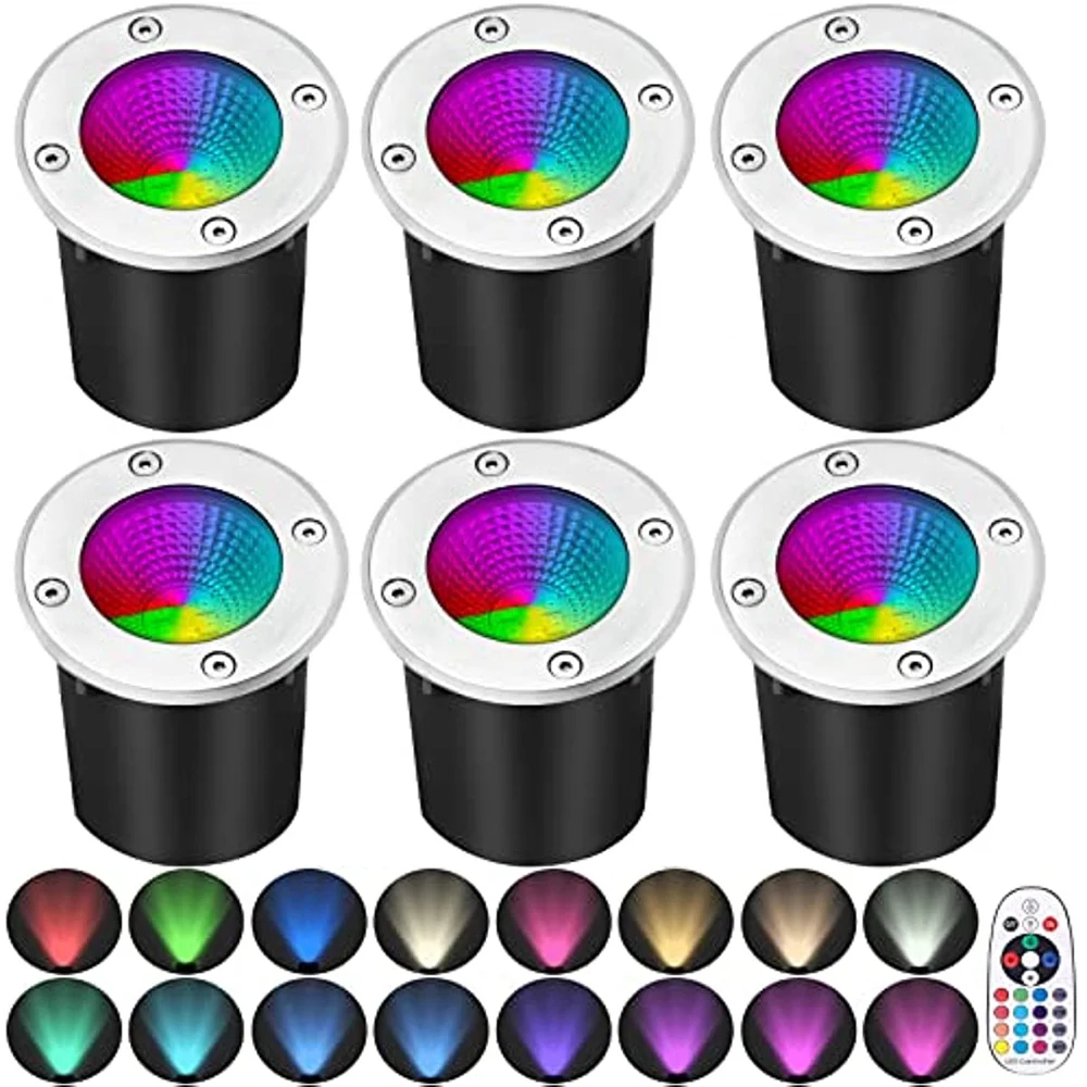 12w led luz subterrânea rgb ao ar livre à prova dwaterproof água 12v jardim interrâneo paisagem lâmpada mudança de cor ip67 para gramado caminho passo quintal