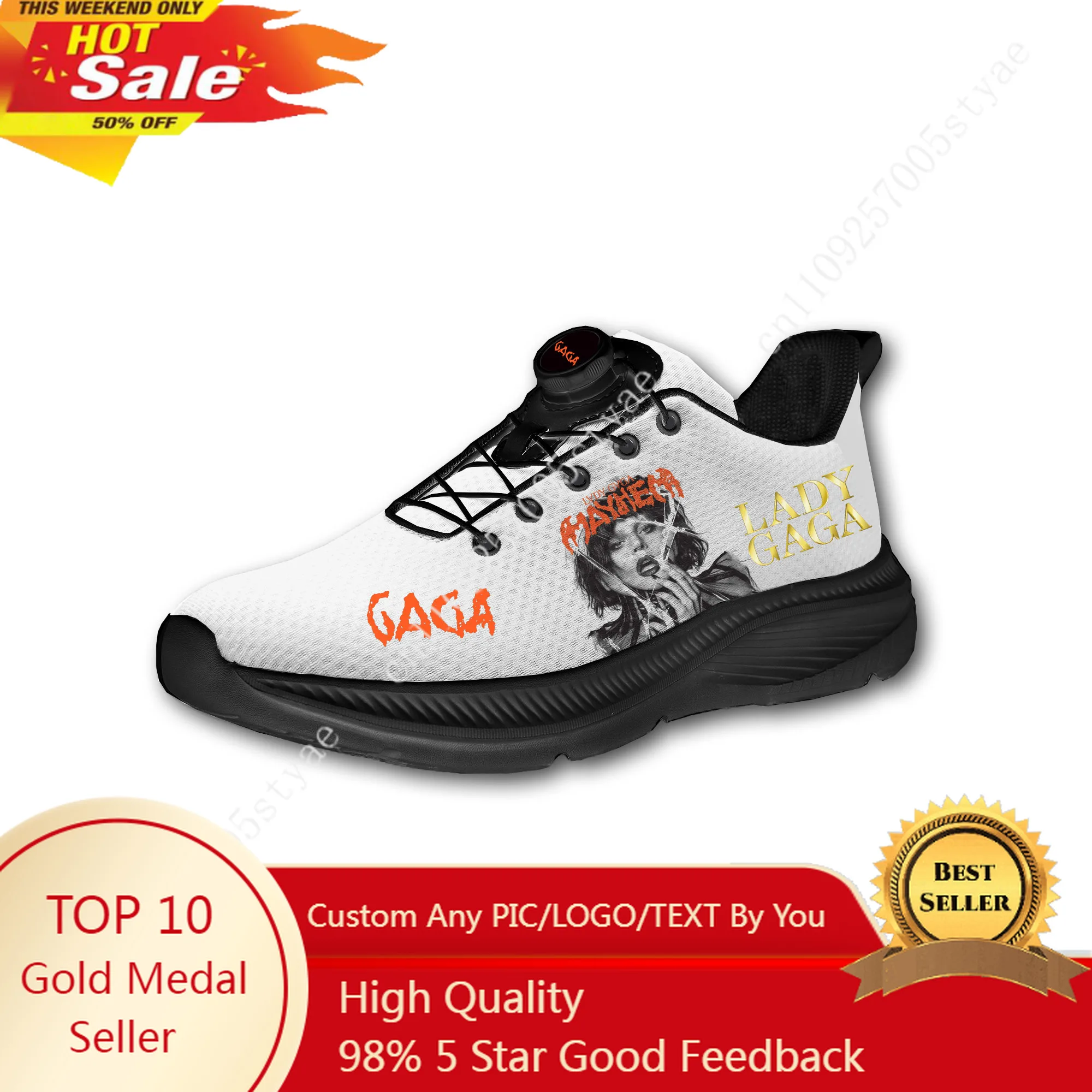 

Lady Gaga Singer Mens Womens Running Off-road Shoes Laceless Rotating Button Sports Shoe Hiking Leisure Custom Sneaker