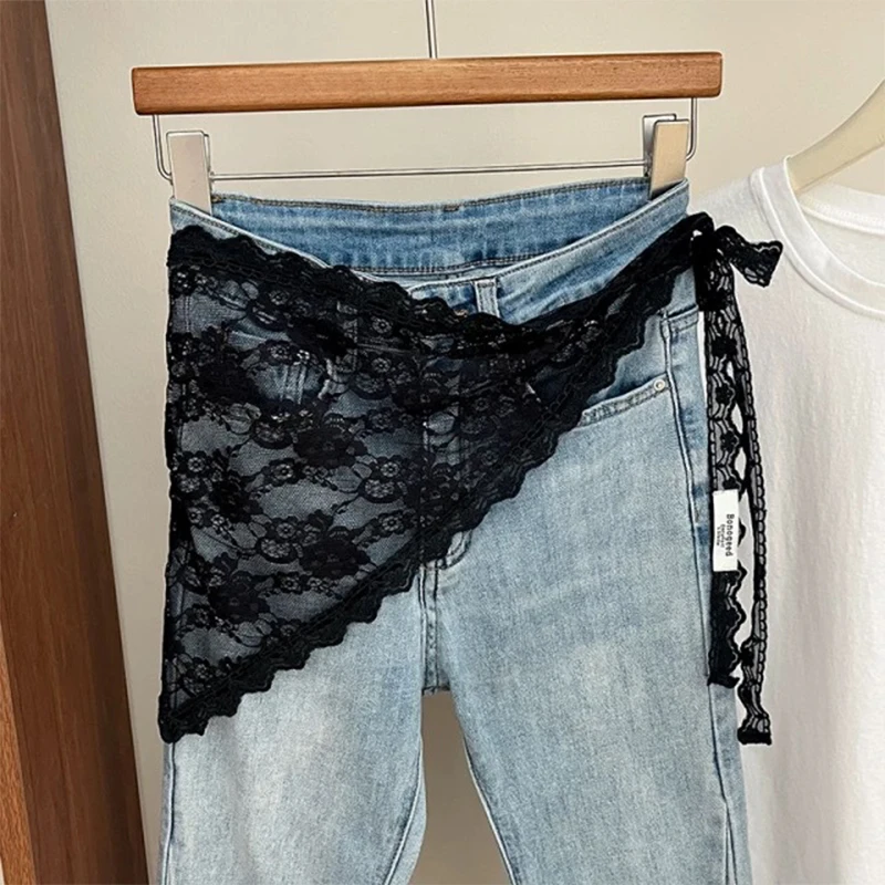 

Knitting Lace Stacked Ins Korean Women Headscarf New Triangle Short Skirt Half Skirt Butt Curtain Skirt Lace Trim Small Apron