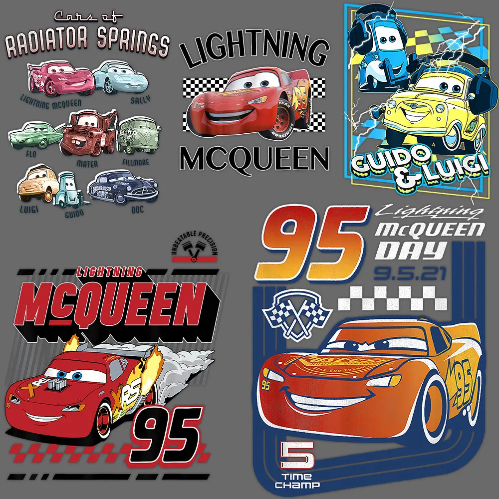 Lightning McQueen Cars Heat transfer Stickers on Clothes Iron on transfers Thermal Decals for Tshirts