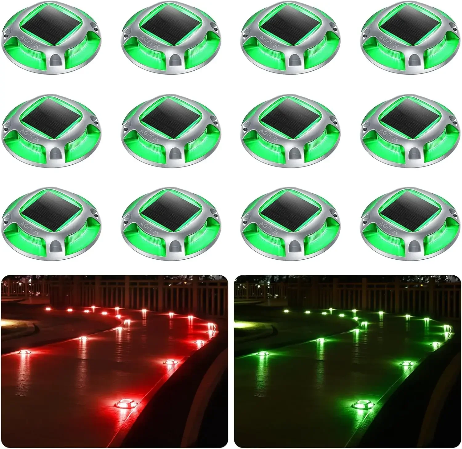 Hot SalesSolar Driveway Lights Outdoor 12 Pack, 2 Color Modes LED Deck Dock Marine Waterproof Security Marker Lights For Step Si