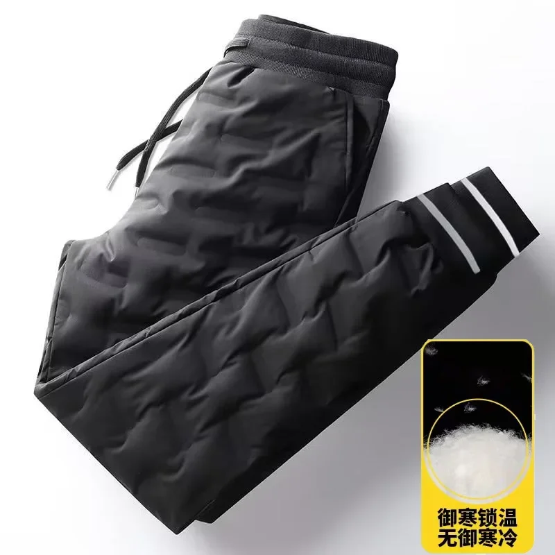 Plüsch und dicke winter warme Hosen für Herren Jogging Sportswear Plüsch und warm weiße Enten Daunen hose für Paare M-5XL Daunen hosen