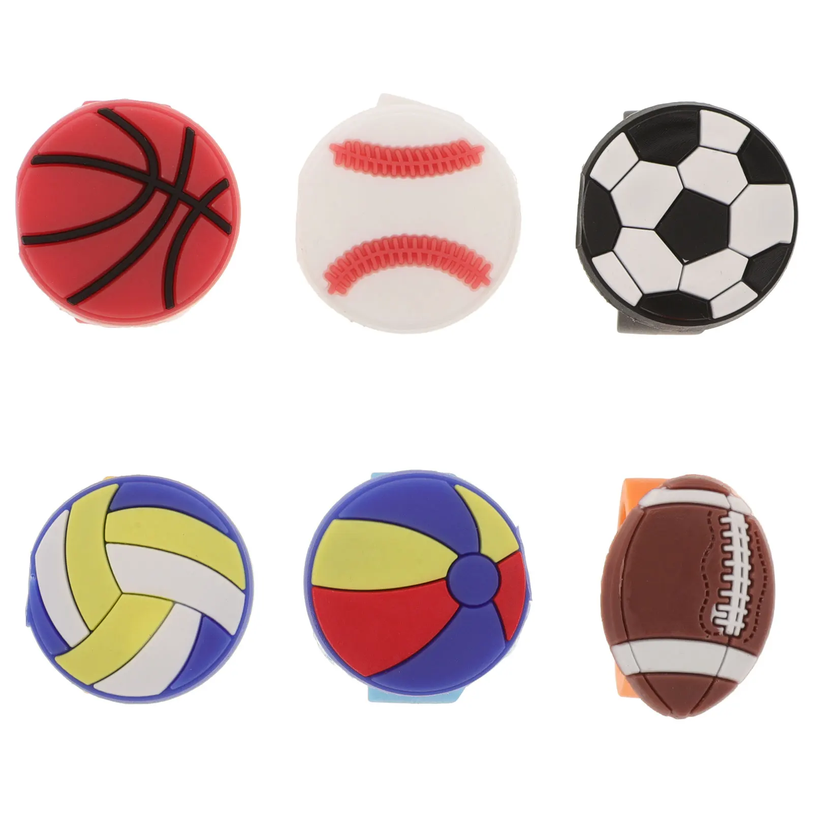 

6pcs Pvc Favors Cartoon For Women Basketball Baseball Volleyball Rugby Floating Ball Party Sports Theme Rings Cute Sports Theme
