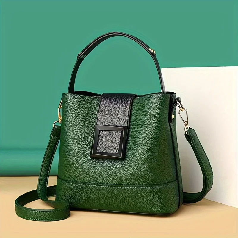 Women Leather Bucket Bag, Stylish Top Handle, Comfortable Shoulder Strap, Fashion-Forward Design Handbag Shoulder Crossbody Bags