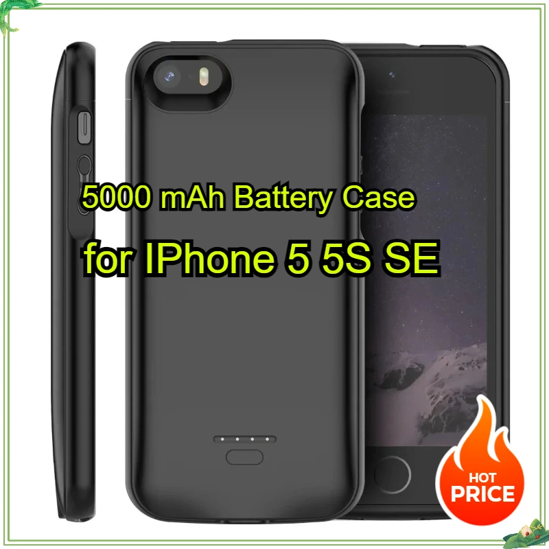 

5000 Mah Battery Case Portable Power Bank Smart Battery Charger Cases for IPhone 5 5S SE 2016 4.0 Charging Cover Power Bank