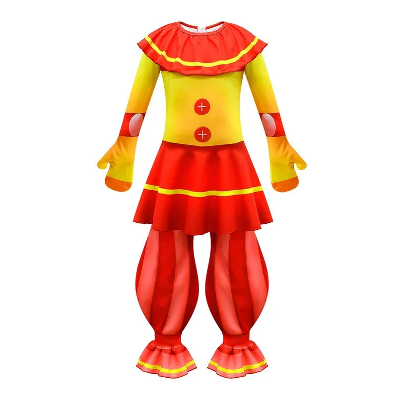 Kawaii Sundrop FNAF Zentai mono ajustado niños disfraz de Halloween fiesta mameluco payaso Luna sol juego de terror Cosplay Disfraces