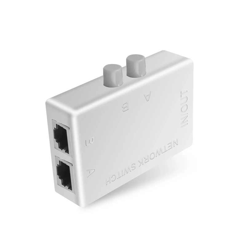 Interruptor de red RJ45 blanco, conmutador de caja de red Ethernet LAN, divisor RJ45, adaptador de interruptor de intercambio Manual de puerto Dual de 2 vías