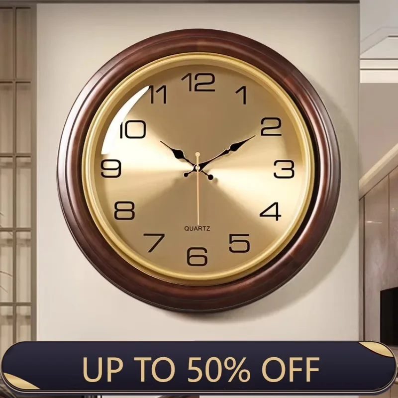 Solid Wood Clock Light Luxury Artistic Sophistication Retro American Style Living Room Wall Hanging Wall Hanging Watch