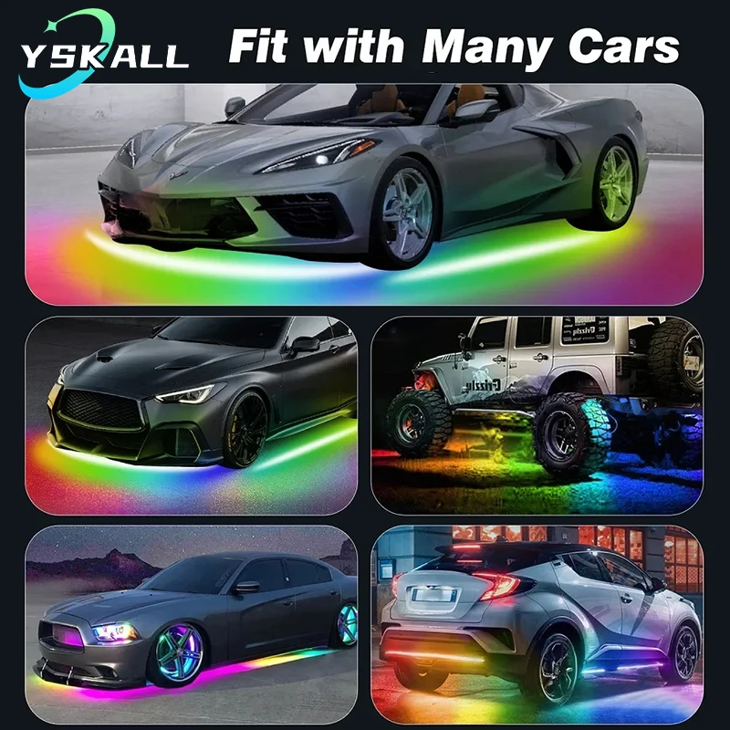 Car Underbody Light Strip LED Multicolor Flexible Flowing APP Control RGB Lamp Decorative Ambient Atmosphere Lamp Waterproof