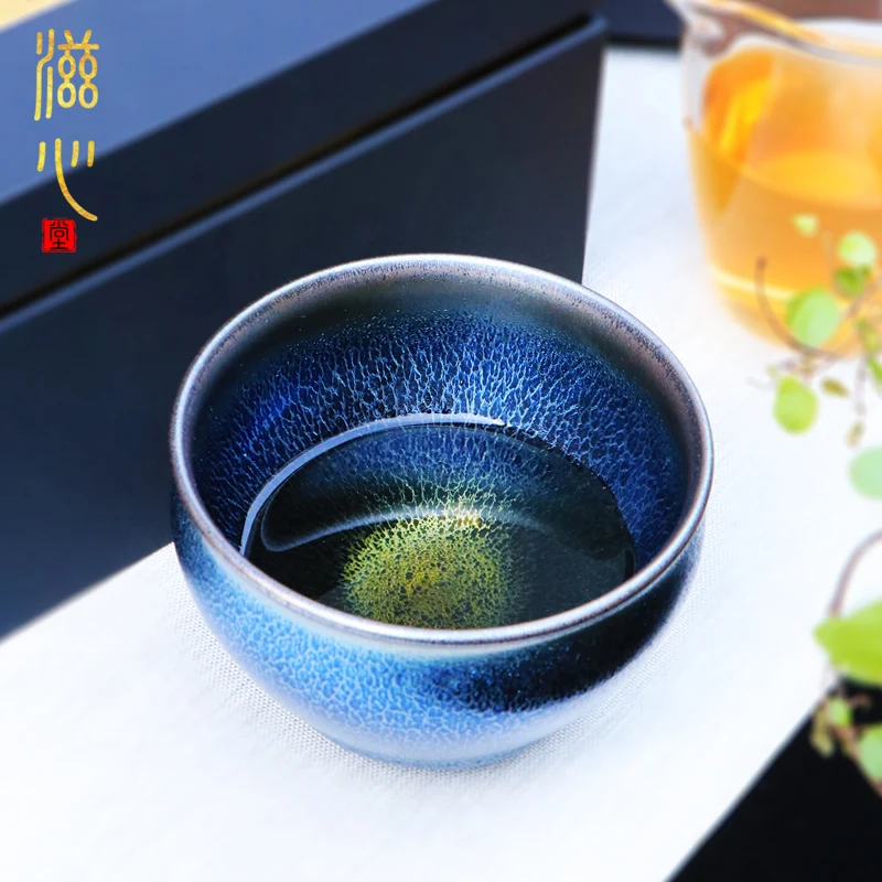 |Zi heart WengShuJie blue kirin built lamp cup handmade tea sample tea cup squama grain tea masters cup