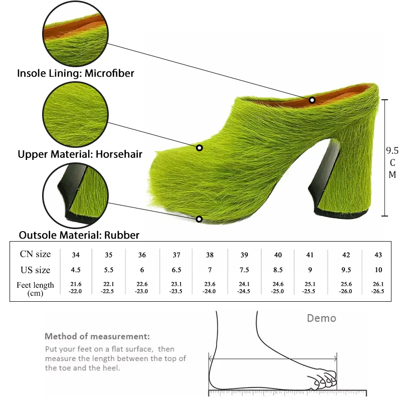 GMQM-Zapatillas de plataforma para mujer, zapatos de tacón alto de CRIN, peludos, gruesos, de diseñador, sin cordones, estilo callejero, 2024