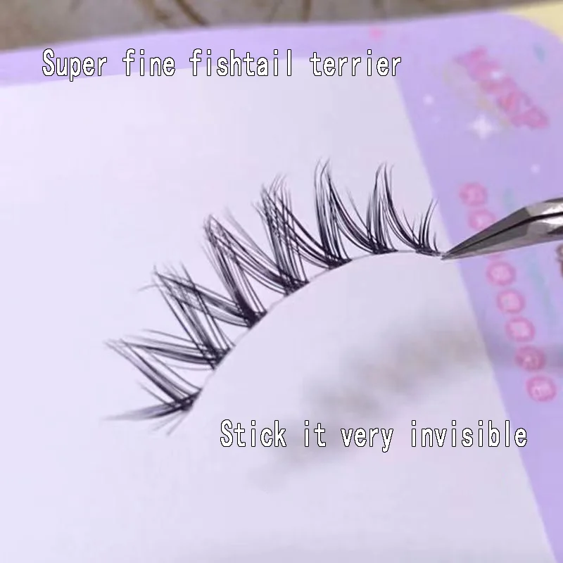 New 5 Pairs 3D Light Thai Makeup V-shaped Little Devil False Eyelashes Natural Thick Thin Transparent Stem Manga Grafted Lashes