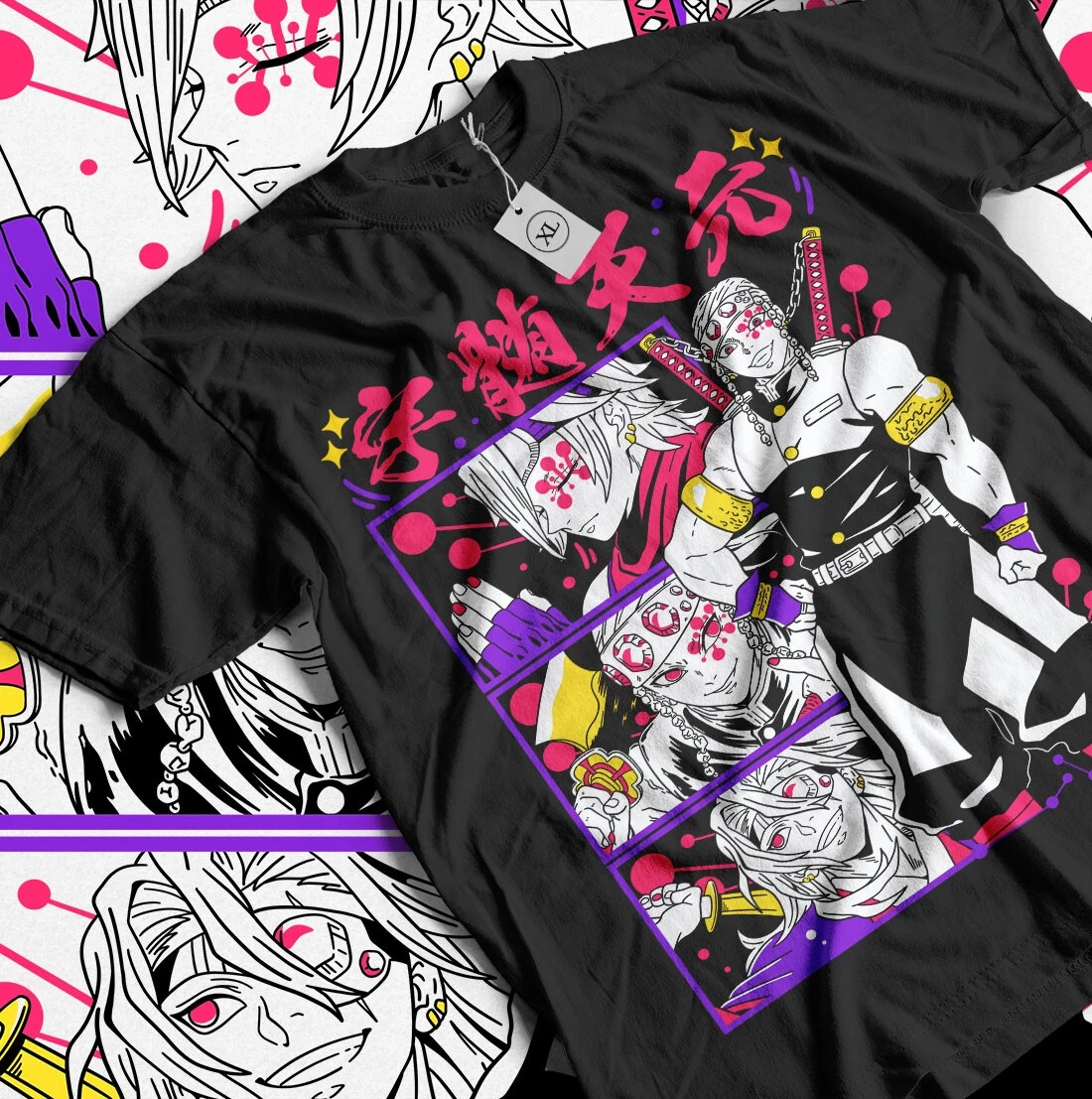 

2026 Summer Demon Slayer Anime Uzui Tengen Printed Loose Short-sleeved Pure Cotton Children's T-shirt Tide Unisex Casual Y2k