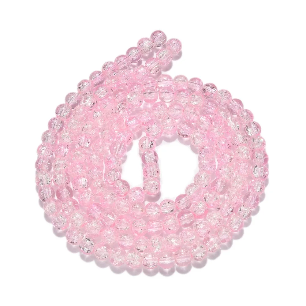 1Strand Crackle Glass Beads Strands Round Pink 6mm Hole: 1.3~1.6mm about 133pcs/strand 31.4 inch