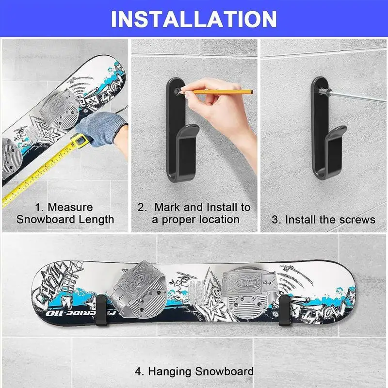 Snowboard Wall Rack Wakeboard Rack Wall Display Horizontal Snow Board Display For Wakeboards Kiteboards Skateboards