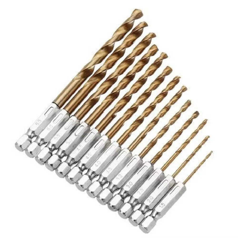 HSS Titan beschichteter Spiralbohrer Set 1 4 Sechskantschaft Maße 1 5 bis 6 5 mm Sechskant Bohrer passend für Elektrobohrschrauber Akku Schrauber Druckluftschrauber Bohrwerkzeuge für Metall Holz Kunststoff Heimwerker K – Detail 15