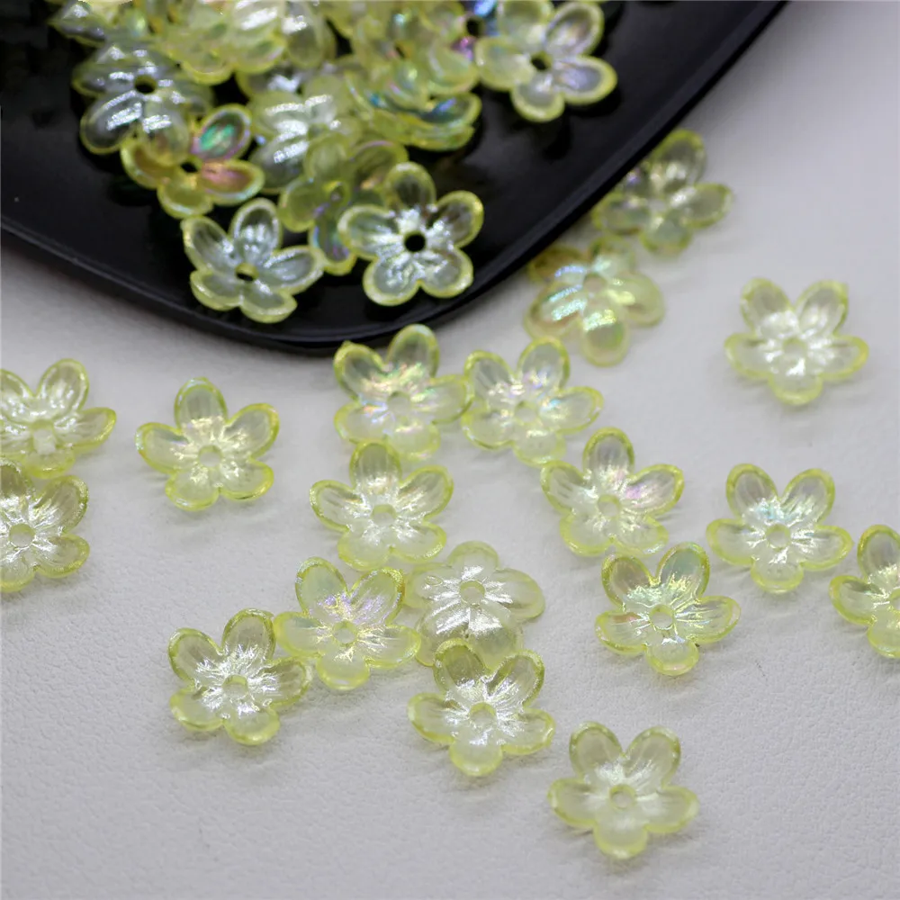 50PCS 12mm Fashion Petal Flower Beads Acrylic Frosted Flower Beads Bowknot Tie Bead for DIY Sewing Buttons DIY Material Findings