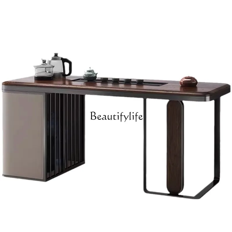 

North American black walnut tea table household new Chinese high-end tea table