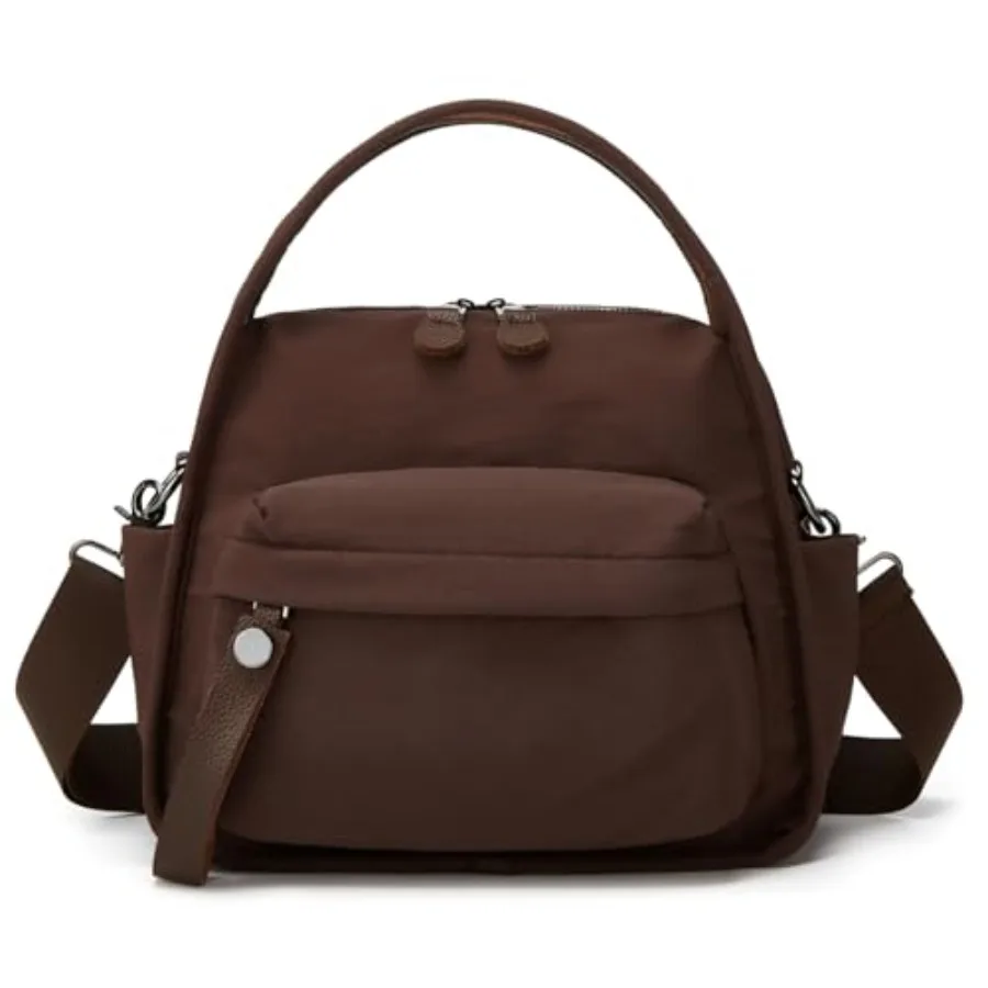 

Lightweight Nylon Crossbody Bag Women Cute Small Slouchy Tote Purse Top Handle Shoulder Handbag Zip Pocket Compact Satchel