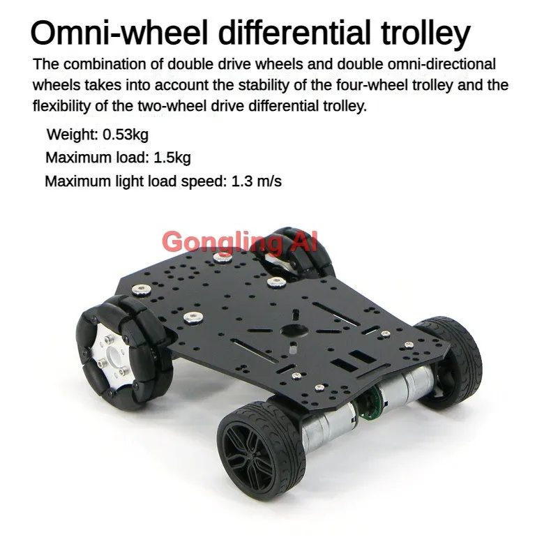Kit fai da te per auto robot programmabile con motore encoder 310, ruota girevole in gomma, gimbal rotante a 2 DOF, per tutti i tipi di telaio auto 2WD, 3WD, 4WD