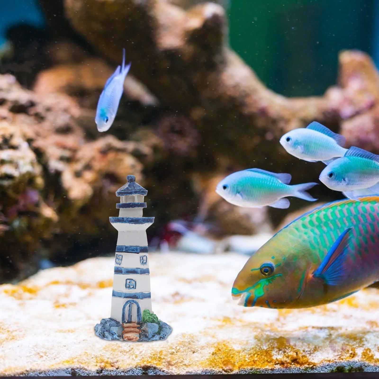 

1Pcs Mini Lighthouse Resin Craft Mediterranean Style Desktop Decor Perfect for Beach House Room Decoration Resin Lighthouse