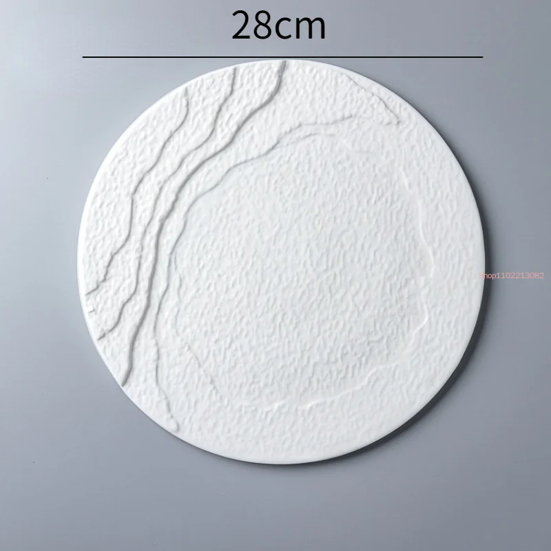 Stone Grain Plate Restaurant Characteristic Embossed Dinner Plate Ceramic Western Plate Hotel Tableware Home Pasta Large Plate