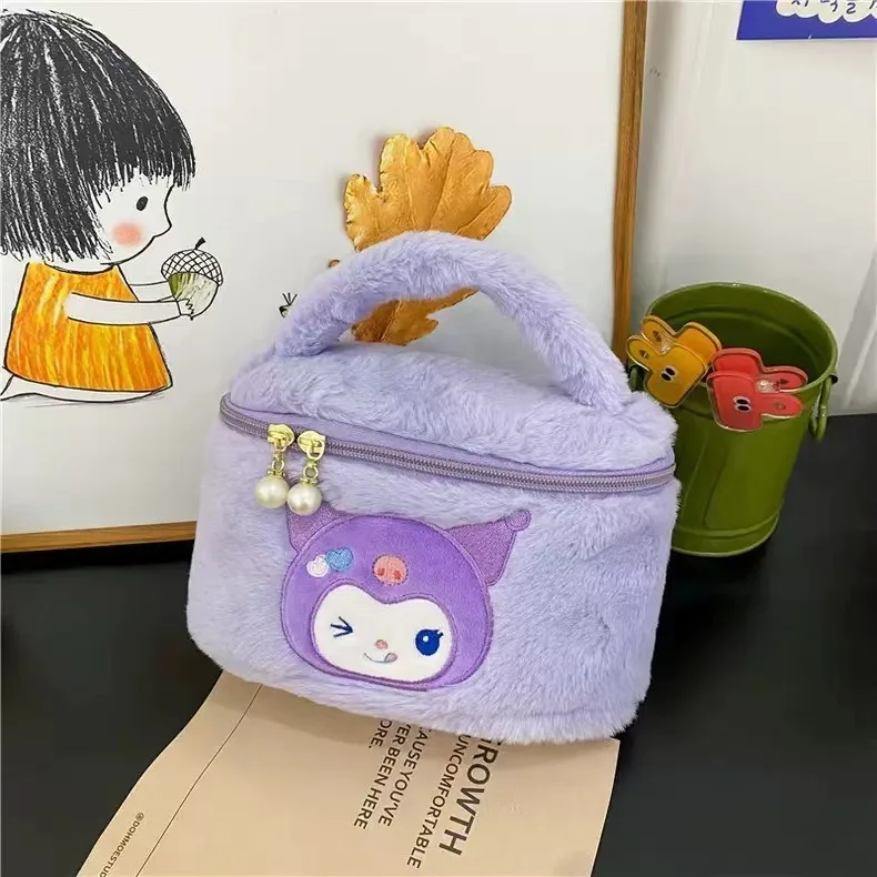 Cartoon Cute Sanrio Kuromi Plush Toy Bag Kawaii My Melody Makeup Storage Bag Versatile Portable Handbag Girls Gifts Bag - view 3