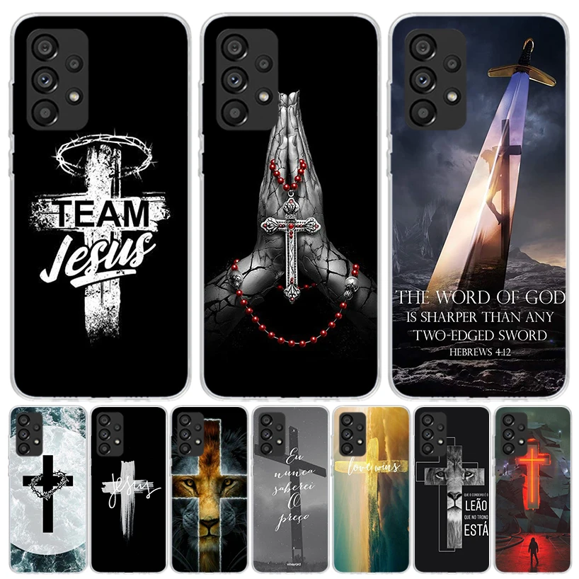 God Jesus Pray Cross Case Phone Cover for Samsung Galaxy A15 A14 A13 A12 A55 A54 A53 A52 A35 A34 A33 A32 A25 A24 A23 A22 A04S A0