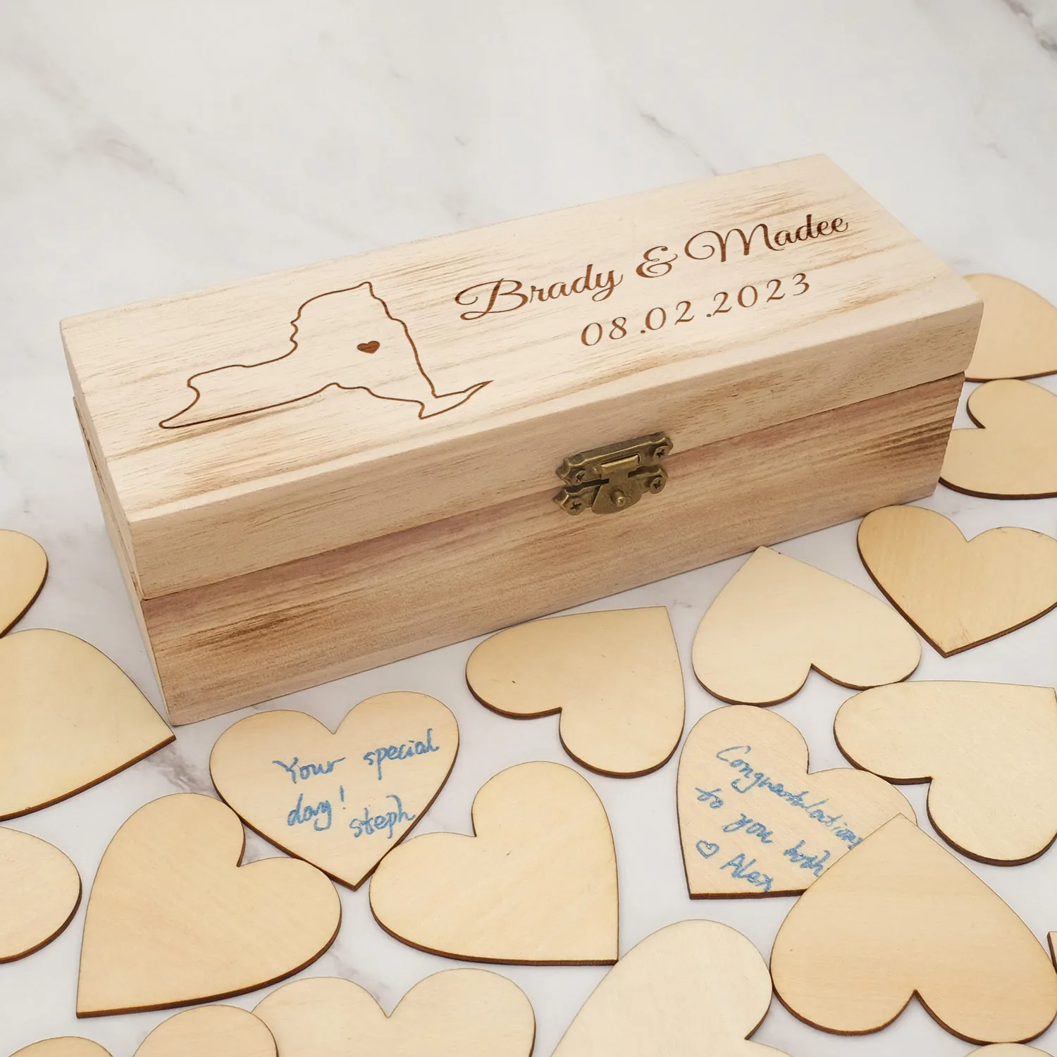 

Personalized Wedding Guestbook Rustic Engraved Wood Wedding Keepsake Box Alternative Custom Hearts Drop Box Wedding Decoration