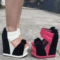 Summer NEW Super High Heels Women Thick Sole Wedges Sandals 14CM Platform Unique Performance High Heels Shoe Zapatillas De Mujer
