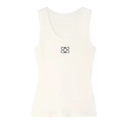 Camiseta deportiva de lujo para mujer, ajustada con logotipo bordado camisola, cuello en U, sin mangas, diosa, novedad de 2024