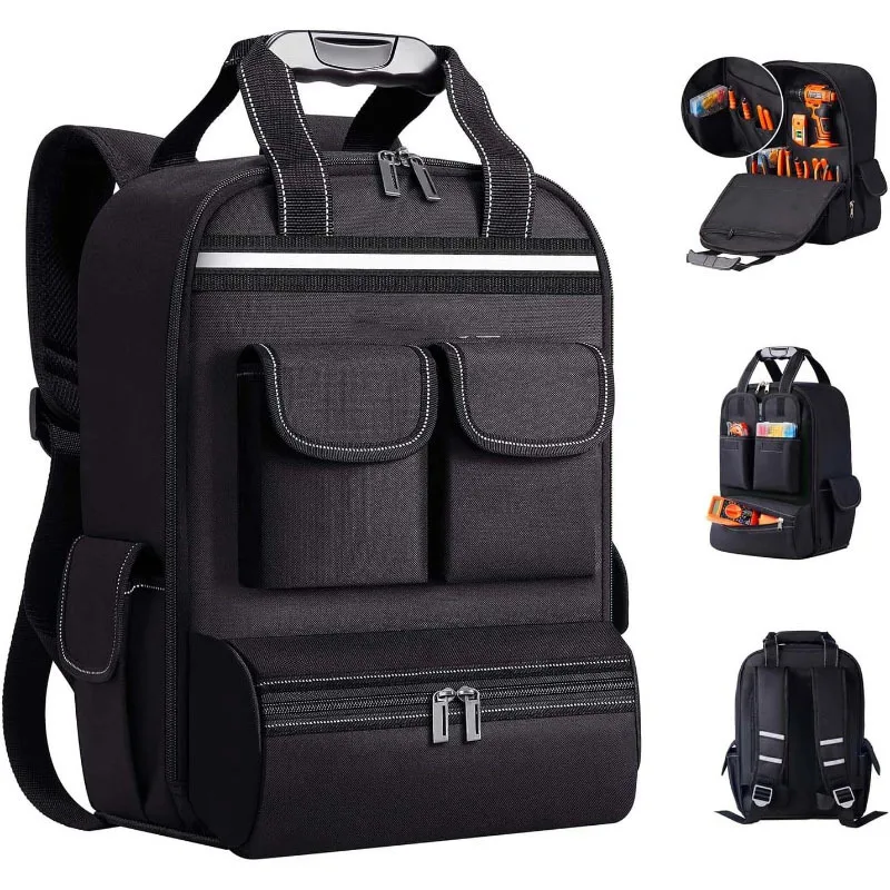 Multifunctional Canvas Tool Backpack Portable Electrician Carpenter Repair Storage Bag Durable Shoulder Tool Pouch