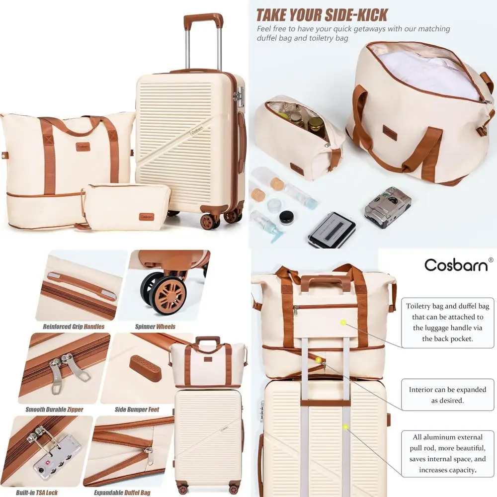 

Легкий набор чемоданов из 3 предметов из АБС-пластика, 20 ручных клади, одобренных колесами и замком TSA, прочные чемоданы для воздушных путешествий