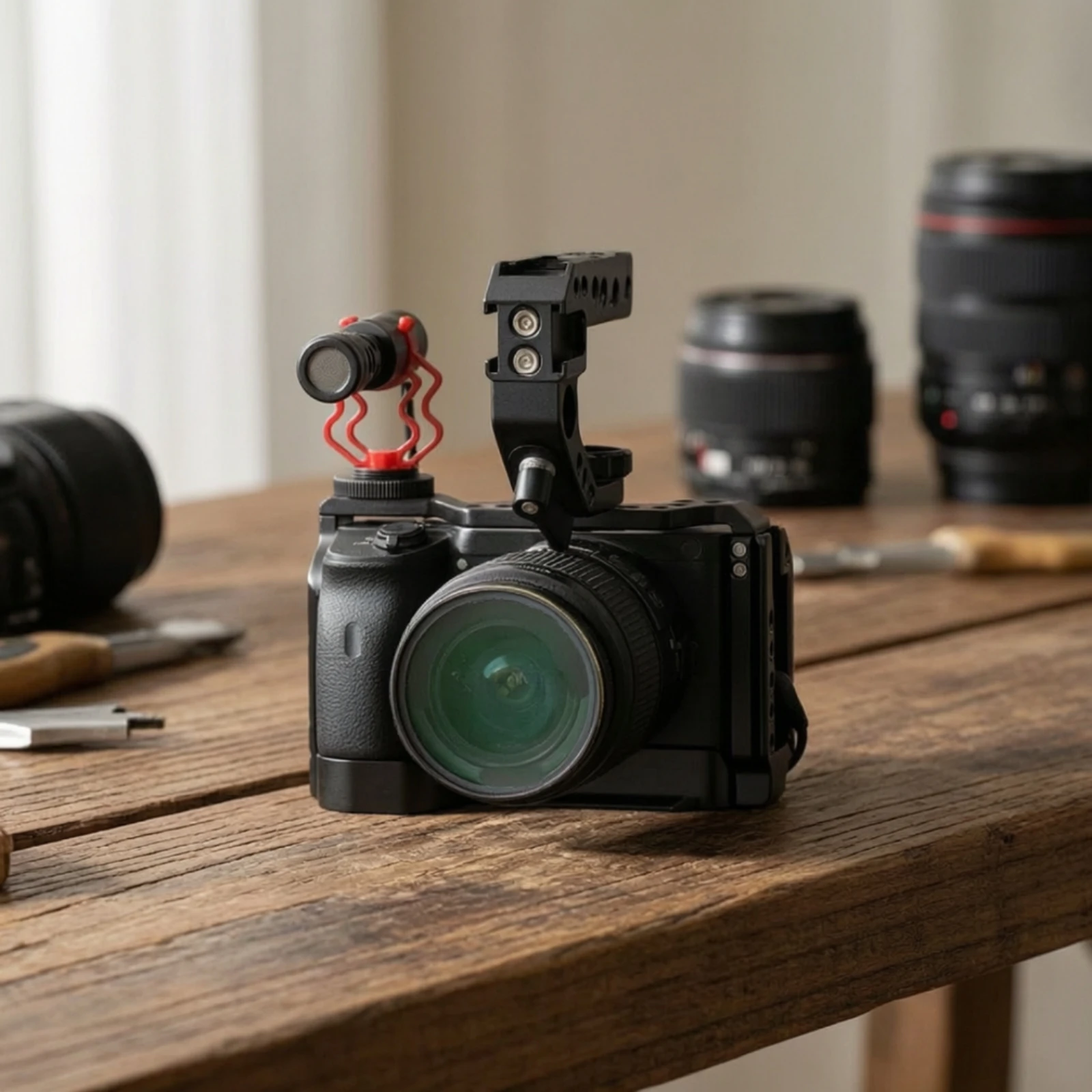 Camera Top Handle Universal Top Handle with Cold Shoe Camera Grip with Cold Shoe Matte Slimline for Videographers