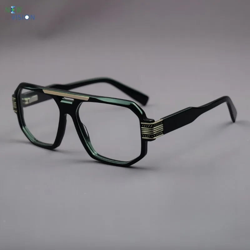 

Acetate Black Glasses Frame Men Personalized Square Metal Frame Trendy Eyeglass Women Retro Tortoiseshell Prescription Eyewear