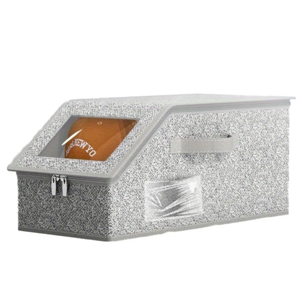 

Non-woven Fabric Baseball Cap Storage Box Large Capacity Transparent Lid Hat Storage Box Stackable Foldable