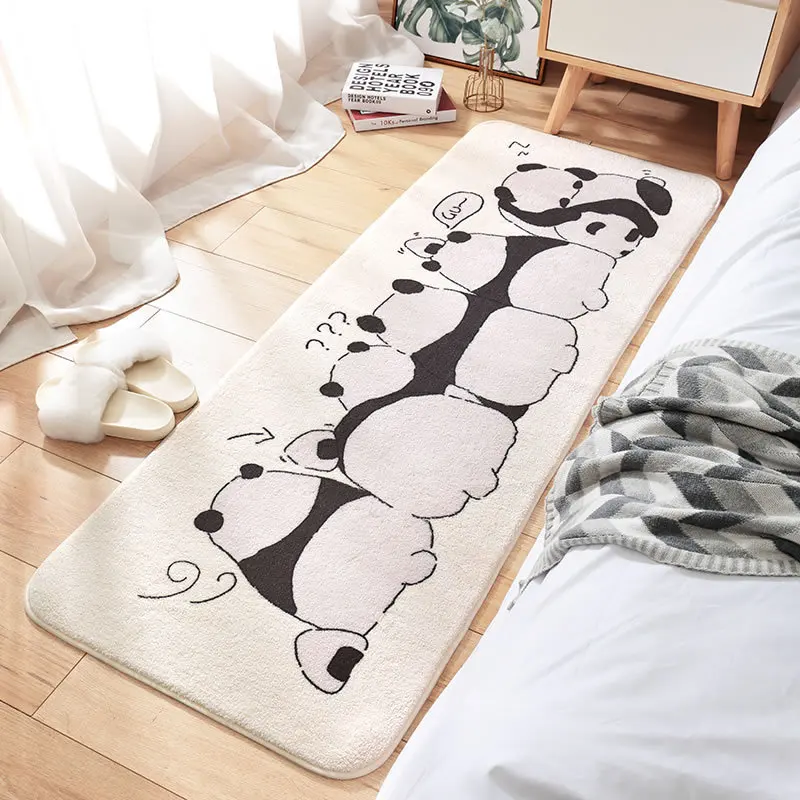 

Cartoon Creative Bedroom Long Rug Super-density Fluffy Bedside Carpet with Absorbent Non-slip Bathroom Doormat Area Rugs