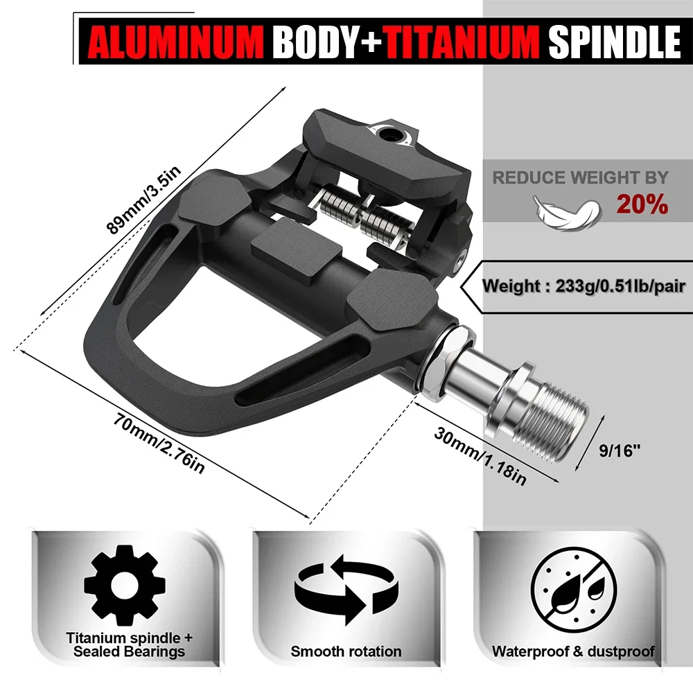 BUCKLOS Bike Lock Pedale Fahrrad Klickpedale für SPD-SL Rennrad Selbstsicherndes Pedal mit Stollen Fahrradzubehör – Detail 4