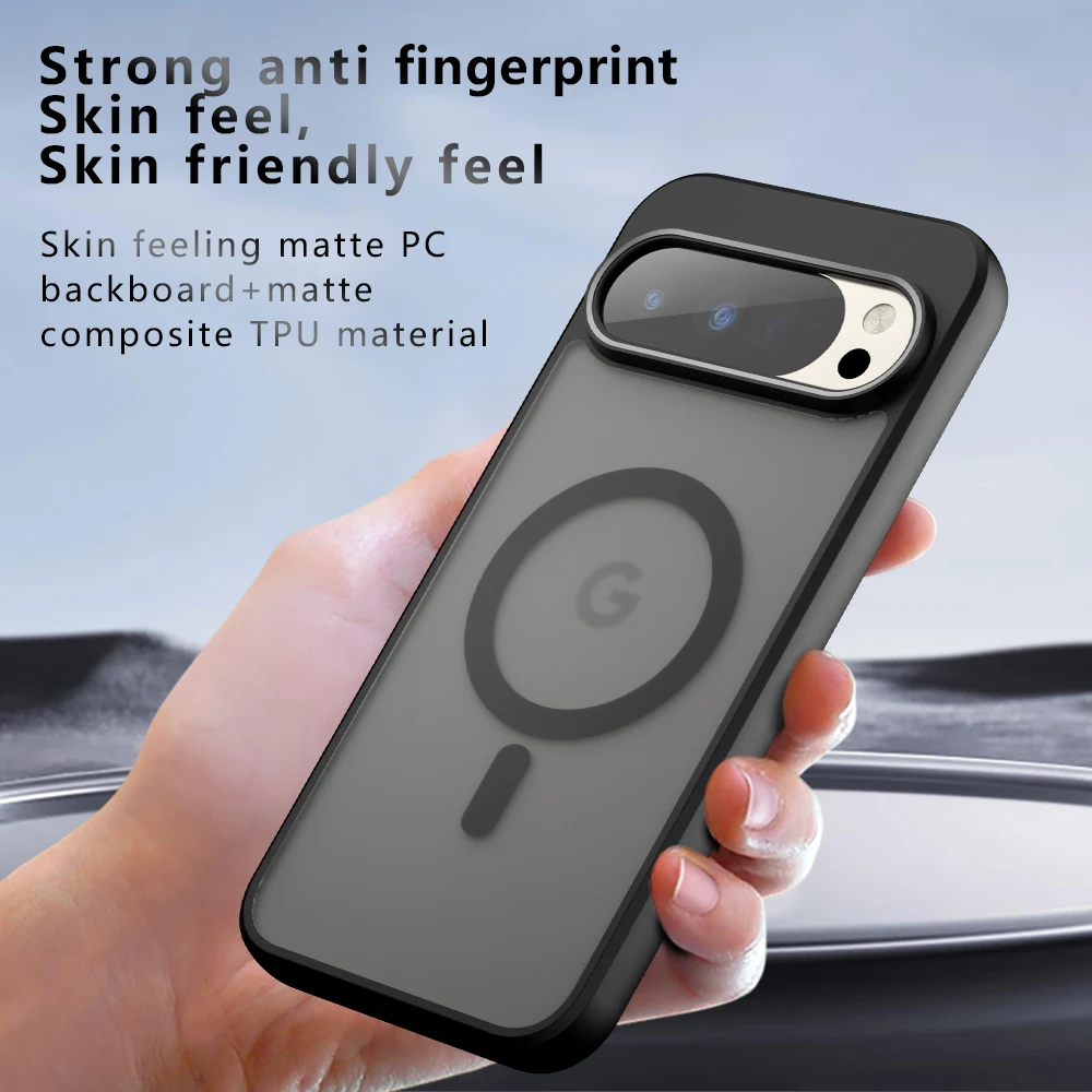 Funda de teléfono magnética con textura mate para Google Pixel 10 Pro XL 8 9 Pro 9A 8A Airbag cubierta protectora transparente a prueba de caídas CL001