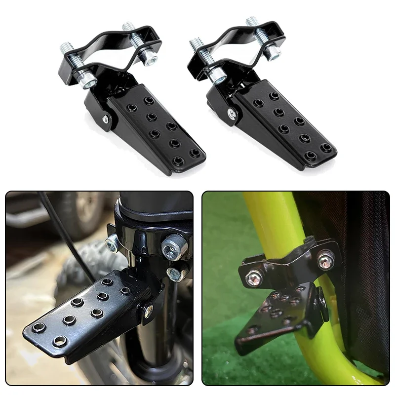 1 Pair Black Motorcycle Foot Pegs Rear Seat Pedals Modified Acesssories For Most Moto Bicycle Scooter ATV UTV Foldable Footrest