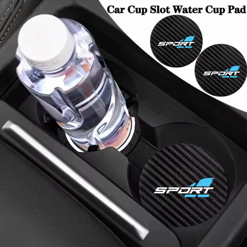 Acessórios para interior de carro, padrão fibra de carbono, tapete para copo de água, coletânea de acessórios para carro, tapete antiderrapante, tapet