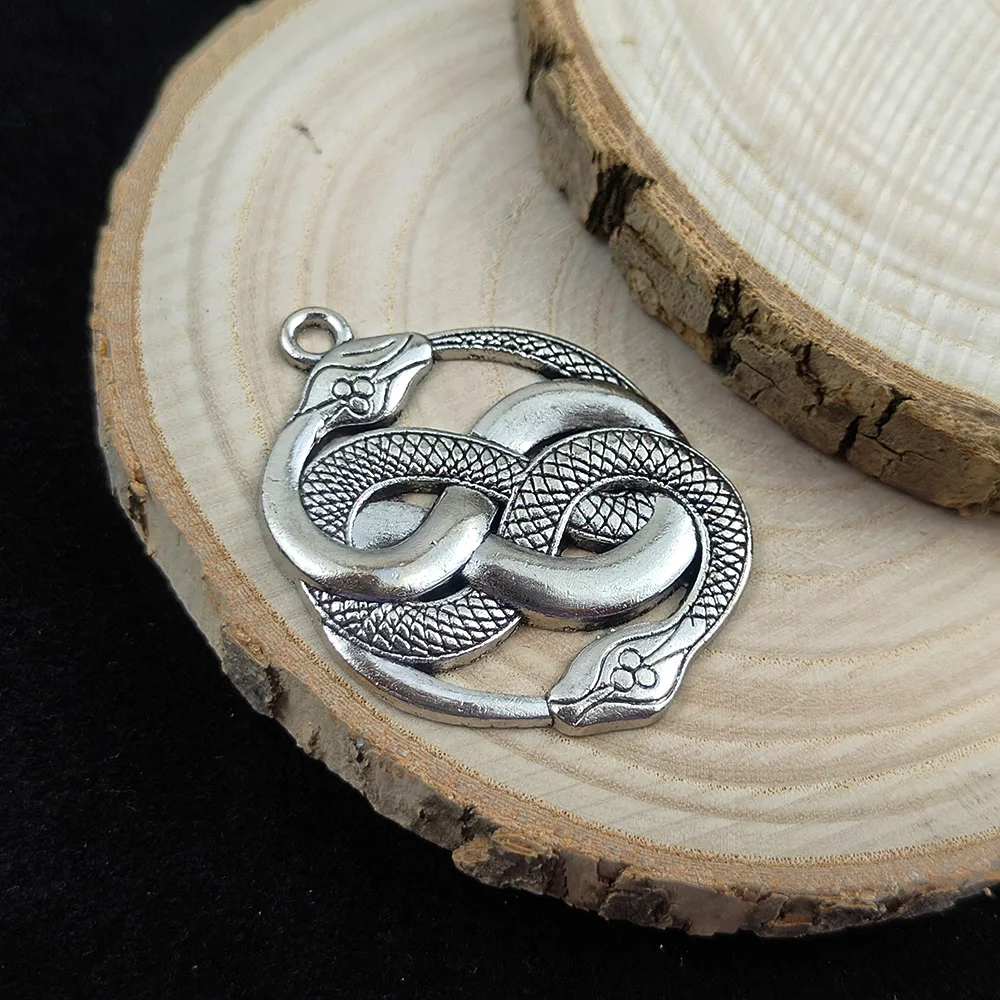 43*34mm Alloy Antique Silver Color Snake Charms Pendant Designer Charms Fit Jewelry Making DIY Jewelry Findings