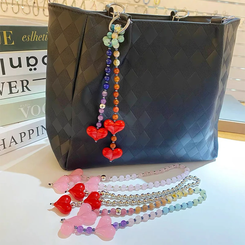 

Роскошная сумка Y2K с сердечком, аксессуары, модный амулет, цепочка из бисера с любовью, ювелирные изделия, изысканный женский рюкзак, украшение, подарок