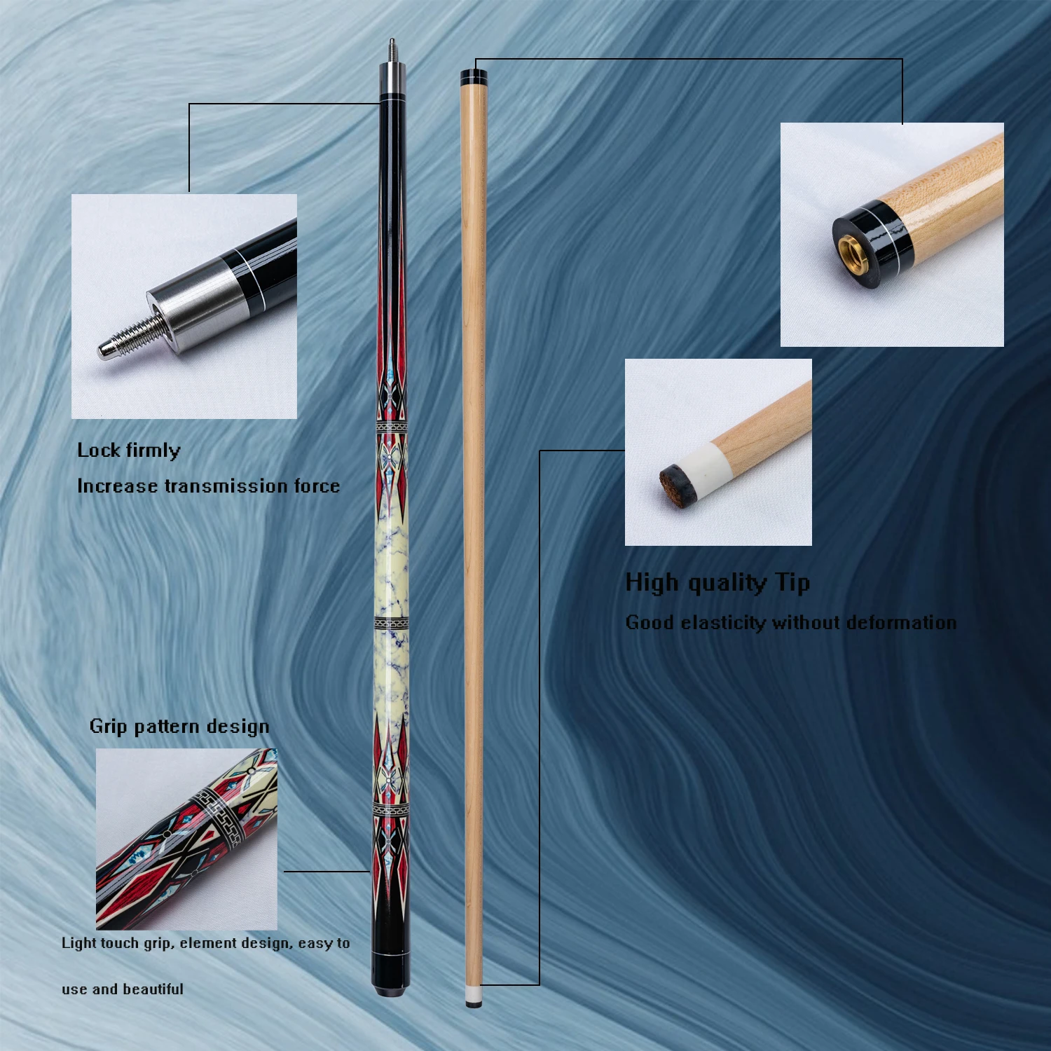 Professional Maple Pool Cue Billiard Stick with 13mm Tip Lightweight and Durable Cue for Nine Ball and Carom Billiards