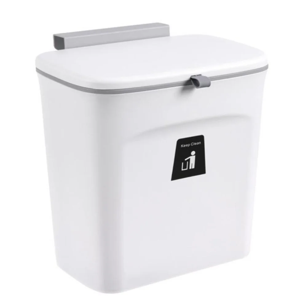 

Wall Mount Trash Can Lid 2.5Cm Hanging Cabinet Garbage Bin Sealed Wastebasket Space Saving Kitchen Living Room Garbage Container