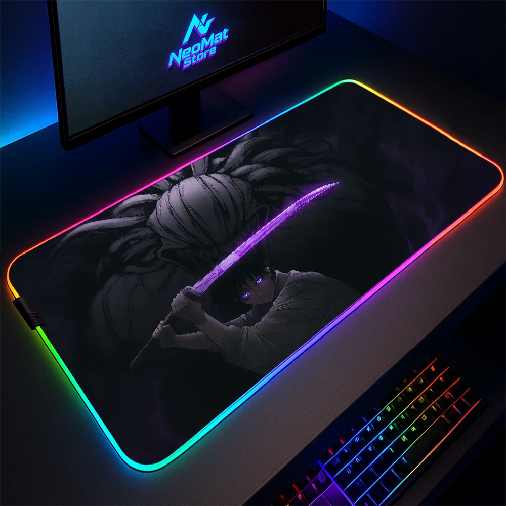 

Led Desk Mats Anime Mouse Pad with Backlight Gaming Mats Rgb Xxl Jujutsu Kaisen Table Pads Computer Decorations Rubber Carpets