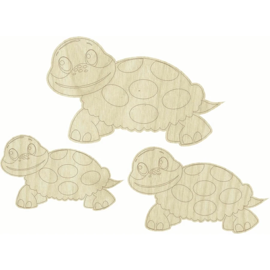 KD265 Turtles pcs Set Set Wooden Package Ornament, Raw Wood Ornament