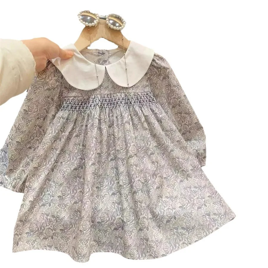 Baby Meisjes Jurk Lente Herfst Kinderen Bloemenprint Lange Mouwen Feestjurken Kids Meisje Kleding 2 Tot 8 Jaar