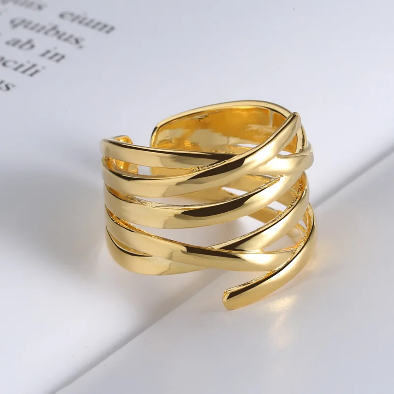 925 Sterling Silver INS Irregular Multi-Layer Line Fine Open Adjustable Women Ring Jewelry Accessories Gifts